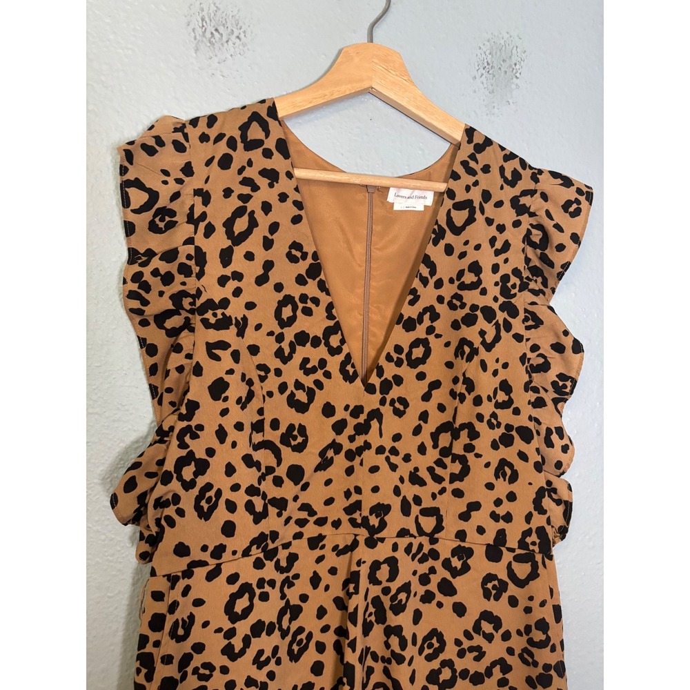 Lovers + Friends Tan Leopard Print Deep V Romper - Picture 5 of 12